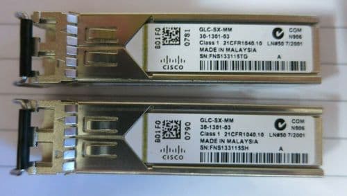 2 x Cisco 30-1301-03 GLC-SX-MM 1000BASE-SX SFP MMF 850nm GBIC Transceiver Module