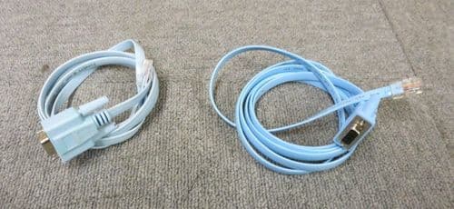 2 x Cisco 72-3383-01 DB9 to RJ45 6ft Flat Ribbon Roll-Over Cable Networking