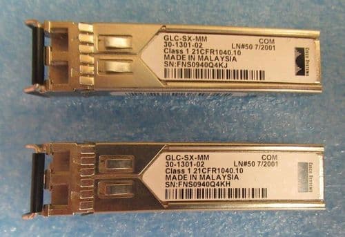 2 x Cisco GLC-SX-MM 1000Base-SX SFP Fibre Channel Transceiver Module 30-1301-02