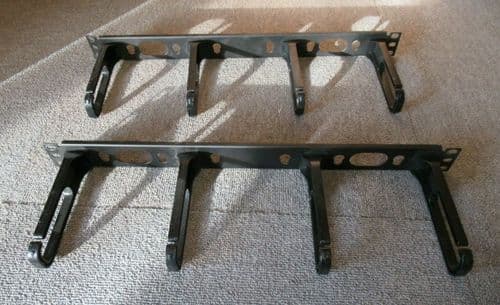 2 x Data Rack Cabinet Cable Tidy Bar 19" 1U Vertical Black 4 Long Ring / Hoops