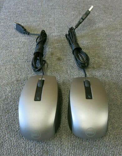 2 x Dell 01KHD8 MOCZUL USB Wired 6 Button Silver Laser Scroll Wheel Mouse