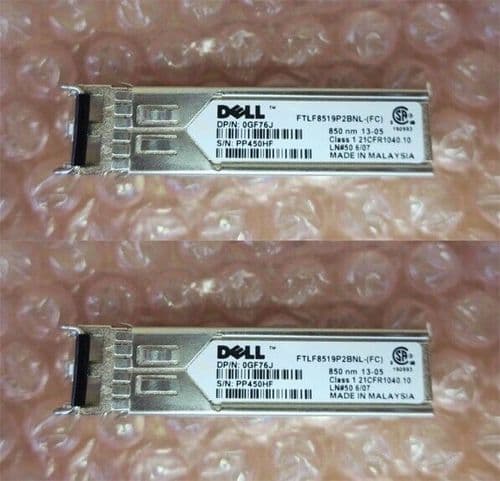 2 x Dell 1000BASE-SX 1GbE 850nm SFP+ Optic Transceiver Module GF76J