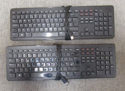 2 x Dell KB213p 19G9T 019G9T USB Wired Black Slim UK QWERTY Multimedia Keyboard
