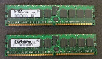 2 x Elpida 1GB PC2-5300P-555 12-HO Registered ECC RDIMM EBE10AD4AGFA-6E-E