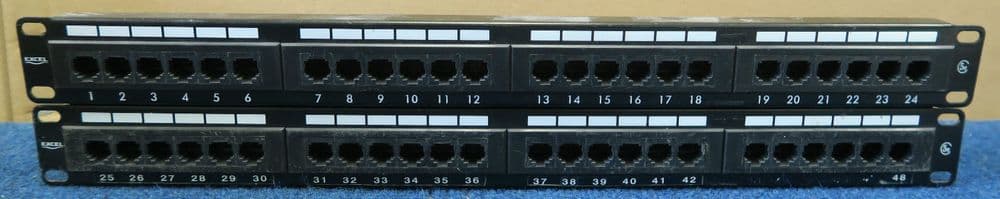 2 x Excel CAT5e 24-port RJ45 1U Rackmount Network Patch Panel