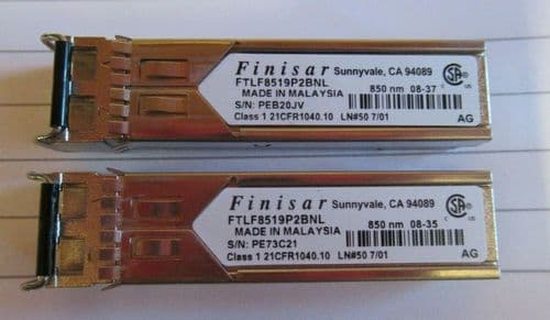 2 x Finisar FTLF8519P2BNL 2Gbps 1000Base-SX 500m 850nm Duplex LC SFP Transceiver