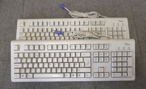 2 x Fujitsu Siemens S26381-K360-V165 White PS/2 Wired Keyboard QWERTY UK Layout