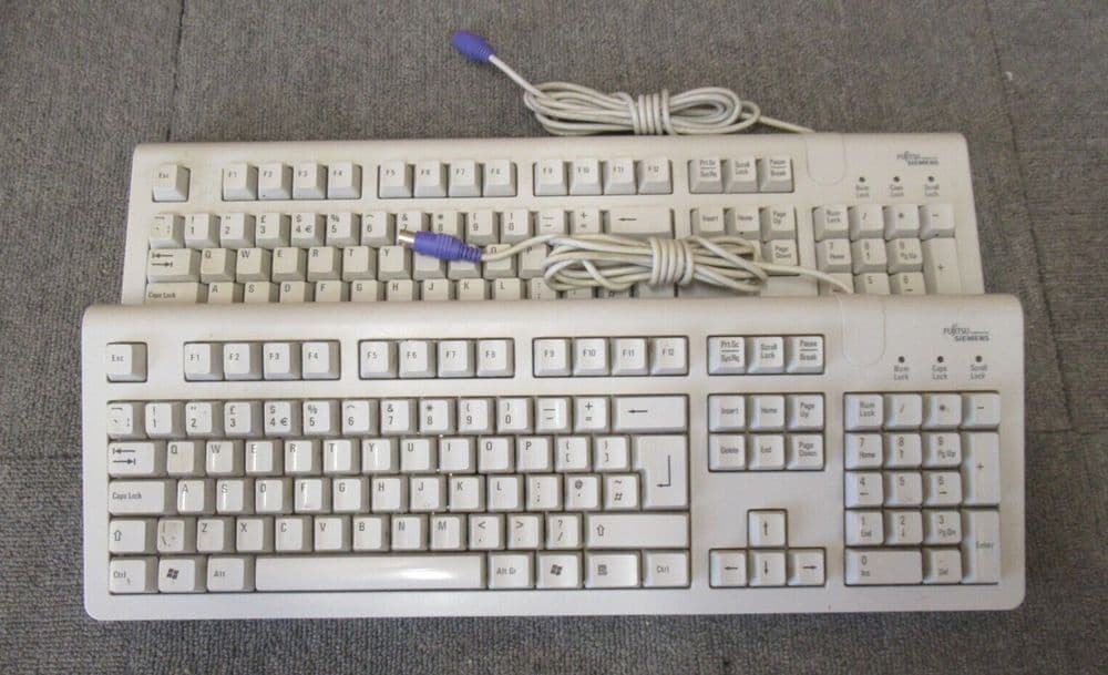 2 x Fujitsu Siemens S26381-K360-V165 White PS/2 Wired Keyboard QWERTY ...