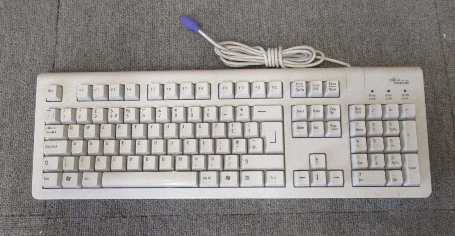 2 x Fujitsu Siemens S26381-K360-V165 White PS/2 Wired Keyboard QWERTY ...