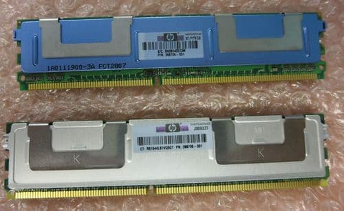 2 x Genine HP 398706-551 1GB 2Rx8 PC2-5300F CL5 ECC Reg DDR2 SDRAM DIMM Memory