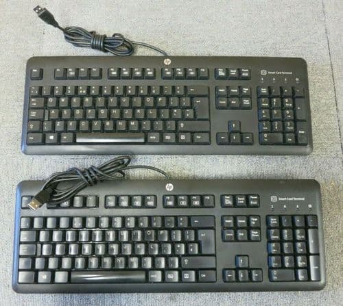 2 x HP KUS1206 700847-031 701671-031 UK USB Wired Black Smart Card Keyboard