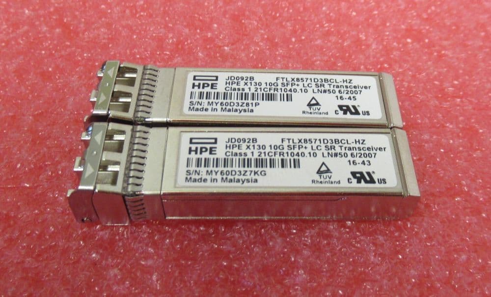 2 x HPE ProCurve JD092B 10Gbps 1000Base-SR Multi-Mode 300m 850nm SFP ...