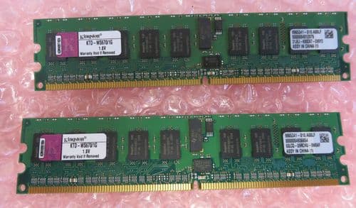 2 x kingston KTD-WS670/1G A0374933 1GB DDR2 PC2-3200 400MHz DIMM 240 Pin Memory