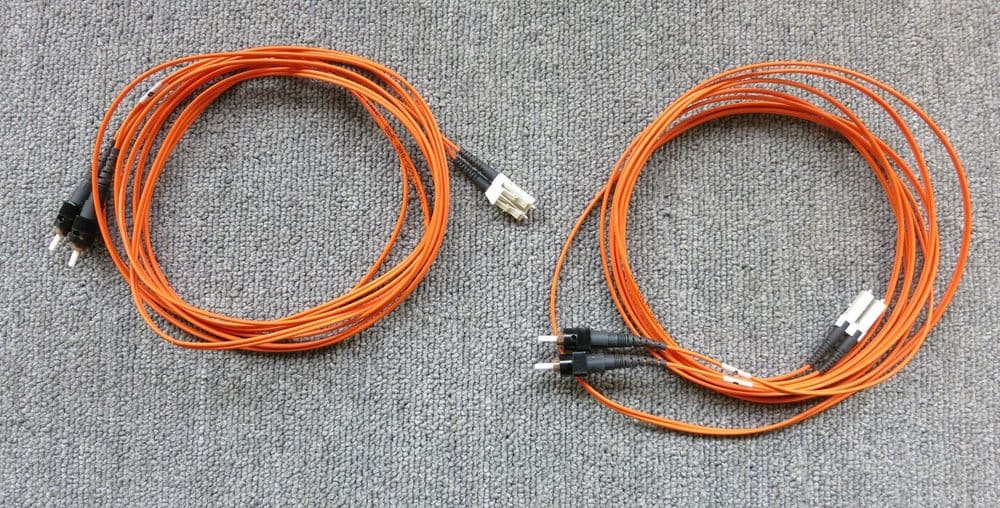 2 x LC To ST 62.5/125 OM1 Duplex Multimode Fibre Optic 3M Cable Orange