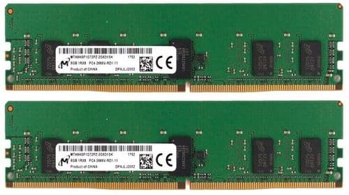 2 x Micron 8GB 1Rx8 DDR4 PC4-2666V ECC 288Pin Server Memory MTA9ASF1G72PZ-2G6