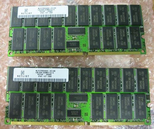 2 x Netlist NL9127RD64042-D21JSE 1GB PC2100 ECC 266MHZ CL2.5 ECC Server Memory