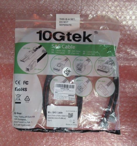 2 x New 10Gtek CAB-8643/8643-P0.8M SFF-8643 To SFF-8643 With Sideband 0.8M