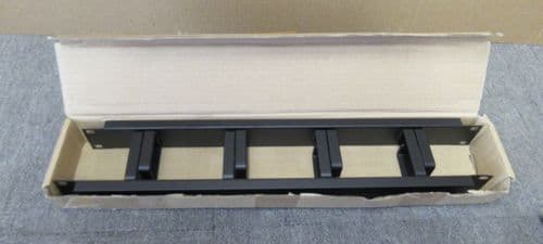 2 x New Black Metal Data Rack Cabinet Cable Tidy Bar 19" 1U Black 4 Ring / Hoops