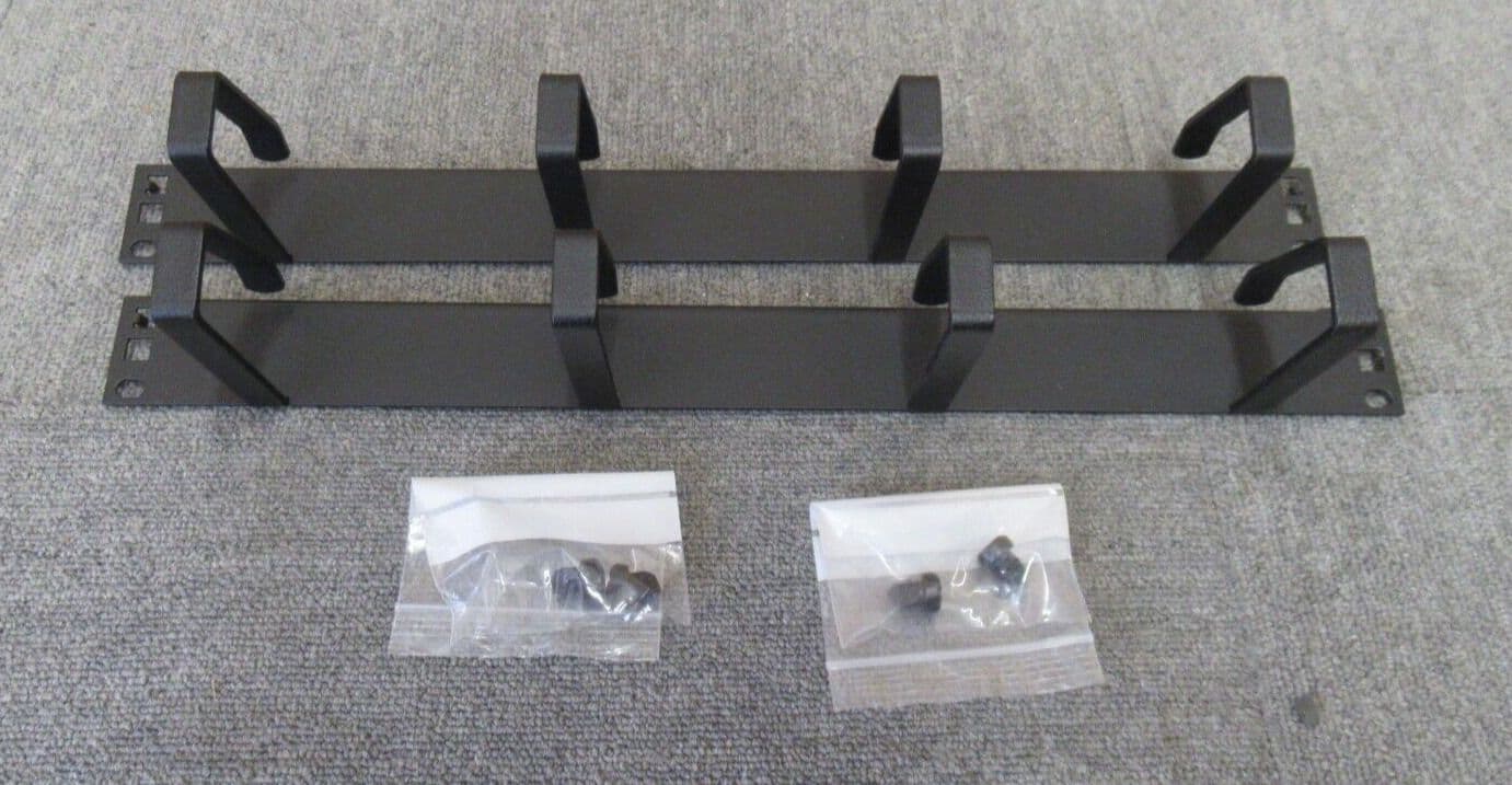 2 x New Black Steel Data Rack Cabinet Cable Tidy Bar 19