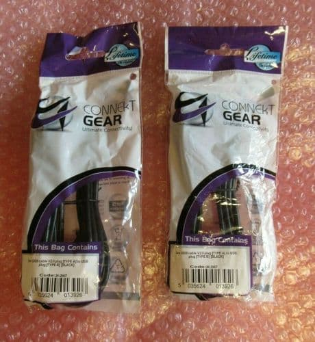 2 x New Connect Gear 26-2907 3M High Speed USB Connector Cable A Male to B Male