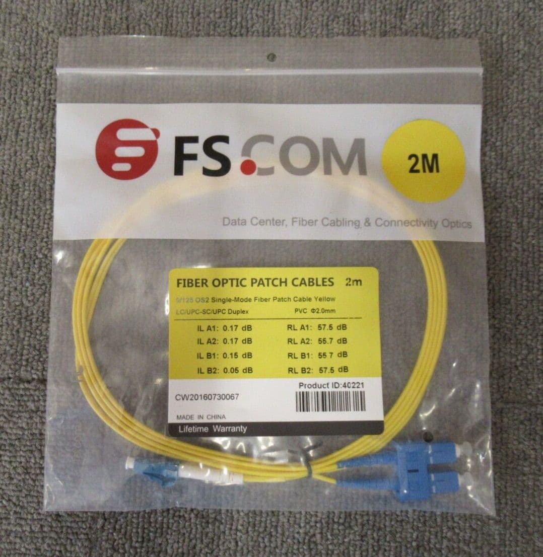2 x New FS com 40221 2M LC To SC Duplex OS2 9/125 Single Mode Fiber ...