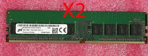 2 x NEW Micron 4GB 1Rx8 DDR4 PC4-2400 ECC 288-Pin UDIMM RAM MTA9ASF51272AZ-2G3B1