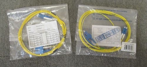 2 x New OS2 Duplex Single Mode Duplex LC To SC 9/125 Yellow 2M Fiber Optic Cable