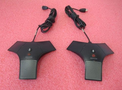 2 x Polycom 2201-40040-01 SoundStation IP 7000 Extended Microphone And Cable