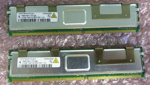 2 x Qimonda HYS72T64400HFD-3S-A 512MB 1R x 8 PC2-5300F CL5 Fully Buff ECC Memory