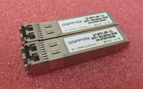 2 x QSFPTEK QT-SFP+SR 10G-SR SFP+ 850nm 300M Module 10GBase-SR Multimode LC SFP+