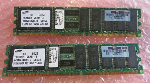 2 x Samsung M312L6420ETS-CB0Q0 512MB PC2100 CL2.5 ECC DDR DIMM Server Memory