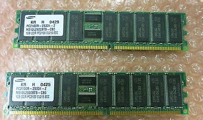 2 x Samsung PC2100R-25331-Z 1GB RAM Memory DDR PC2100 CL2.5 ECC