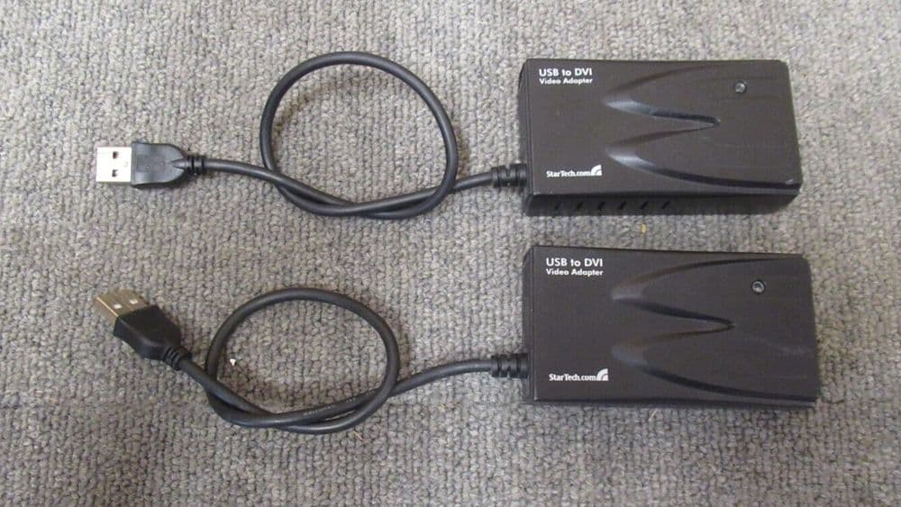2 x StarTech D6E3F5TI96 CONV-USB2DVI USB To DVI Dual Multi Monitor Video Adapter