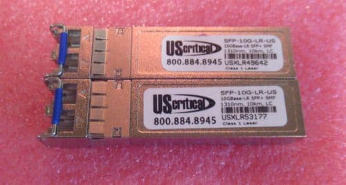 2 x US Critical SFP-10G-LR-US 1000Base-LR 10km 1310mm SFP+ Transceiver Module