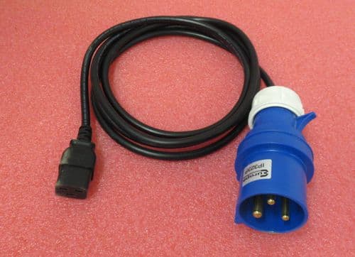 2.5M IEC C19 Female To Europa IP323P IP44 32A Commando Blue Plug Power Cable