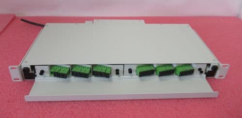 24 Port 19" 1U White Rack Mount Fiber Optic Patch Panel SC Multimode Adapters