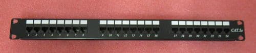 24 Port Cat5e RJ45 Ethernet 19" Rackmount 1U Rear Punch Patch Panel Black