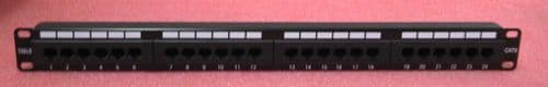 24 Port Cat6 RJ45 Ethernet Rear Punch Down Patch Panel 1U 19" Rackmount