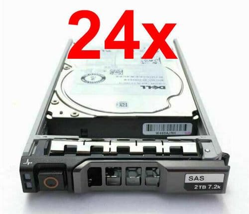 24x Dell 2TB 2.5" 12G 7.2k SAS SFF Hard Drive HDD In 13/14th Series Caddy XY986