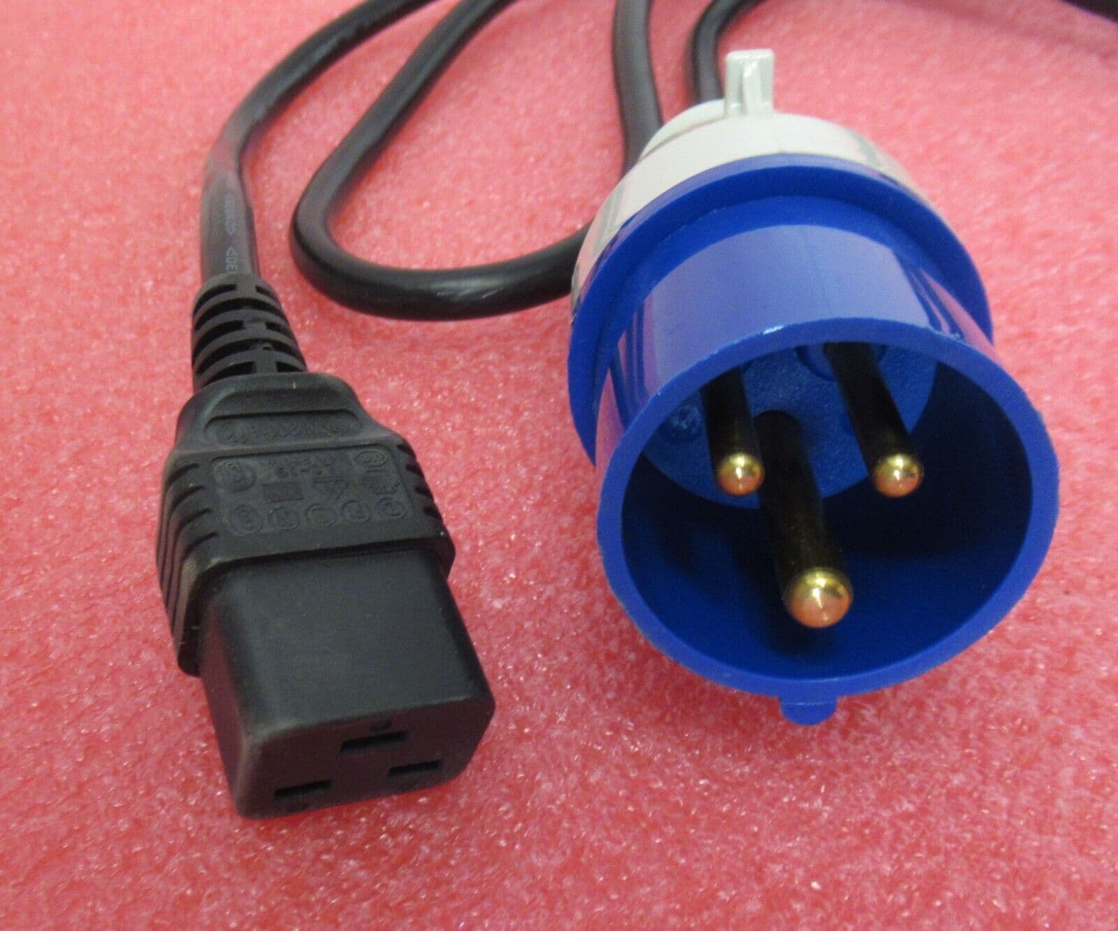 2M IEC C19 Female To IP44 16A CEE Commando Blue Plug Power Lead Cable