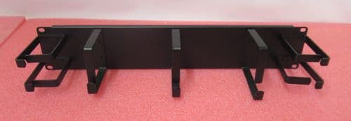 2U 19" 7 Ring Horizontal/Vertical Black Metal Cable Tidy Panel