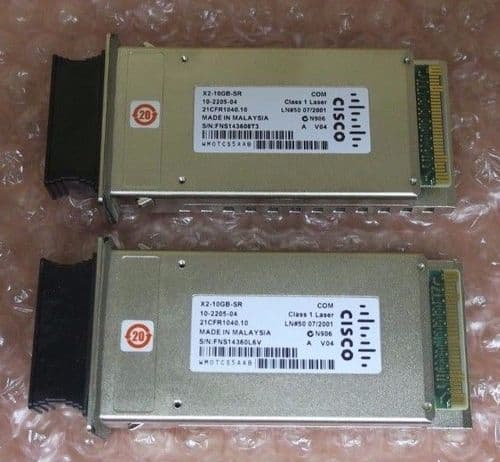 2x Cisco X2-10GB-SR 10Gb/s 10GBASE-SR X2 Transceiver Module 10-2205-04