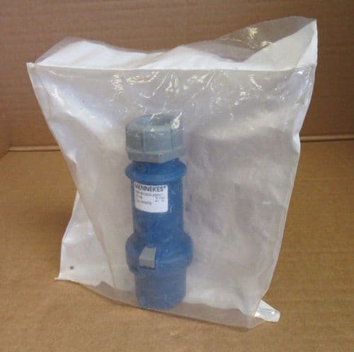 2x Mennekes IP44 Blue Cable Mount 3P Industrial Power Plug, Rated At 16A 230V