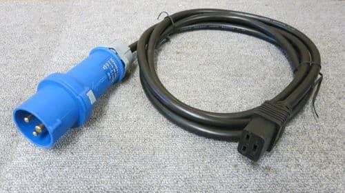 2x NEW Newlec NLAMT002 240V 16A M Ceeform Blue Plug To Volex 39M5388 C19 F Cable