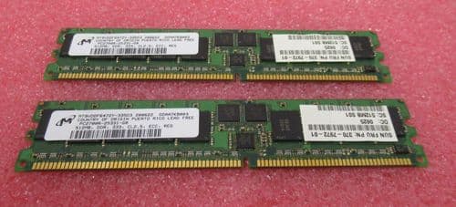 2x Sun Micron MT9VDDF6472Y-335D3 370-7972-01 512MB PC2700 DDR333MHz CL2.5 Memory