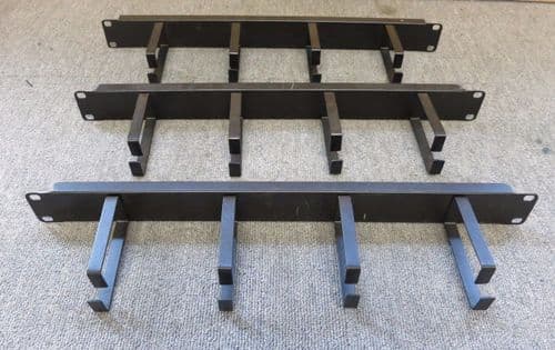 3 x 1U 19" Black Vertical 4 Rings / Hoops Cable Tidy Bar For Server Cabinet