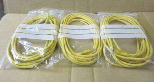 3 x AWM Enhanced Cat5e 350MHZ Yellow 5m Patch Cord RJ45 - 2835 E87647