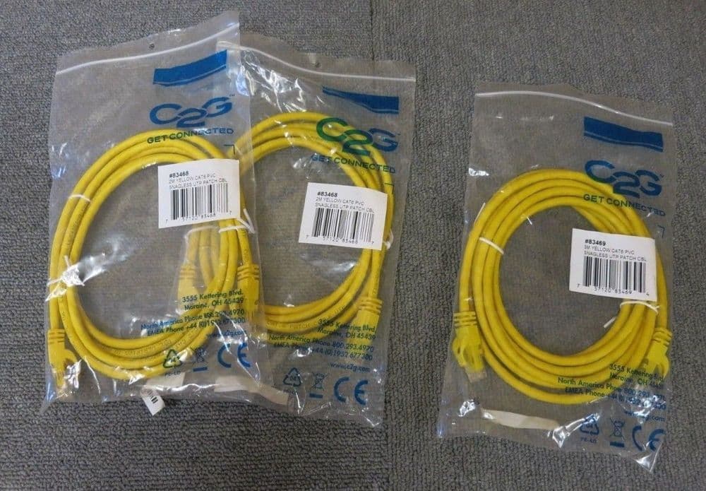 3 x C2C 83468/83469 New Cat6 Ethernet Network RJ45 Patch Cables 2/3M Yellow