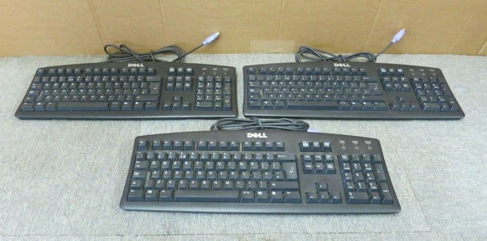 3 x Dell AQ6-7D20 5N292 PS/2 Wired Black 104-key UK QWERTY Standard Keyboard