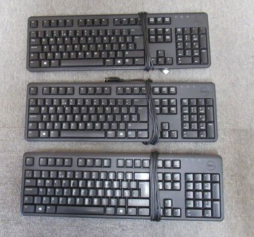 3 x Dell KB212-B C643N USB Wired Slim Black 104-key UK QWERTY Standard Keyboard